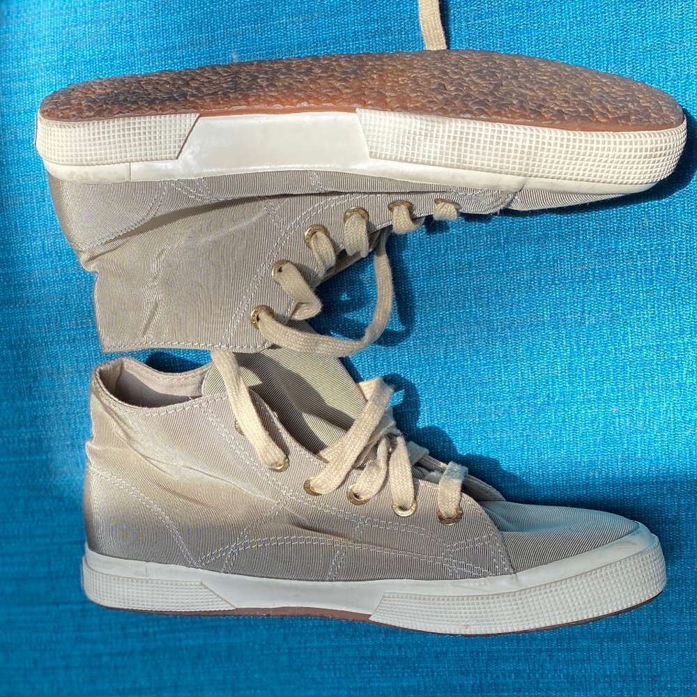 Superga rare Moire light khaki high tops